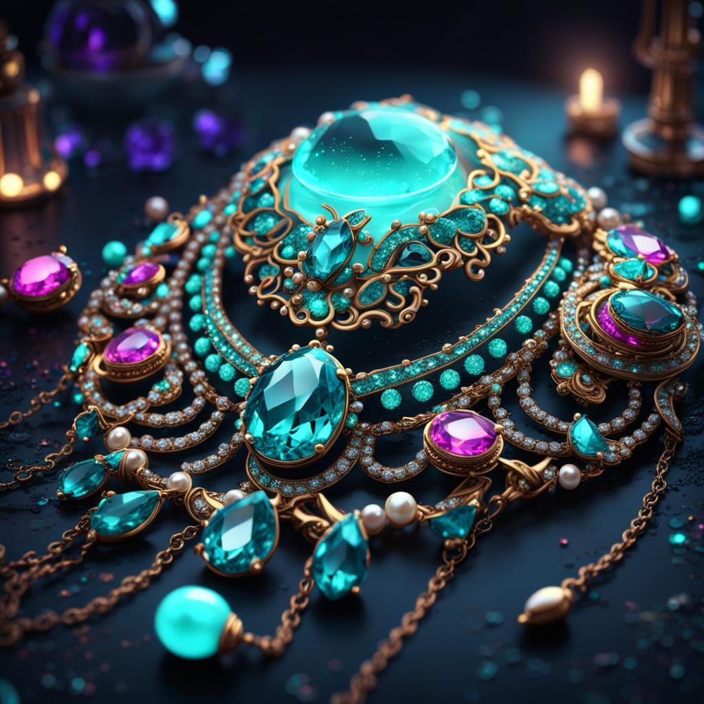 Glowing Neon Jewelry Art: Glitter, Sequins, and Pearls