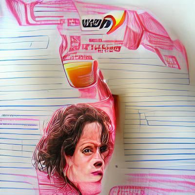 Sigourney Weaver Drinking Pepto Bismol: Pencil Sketch