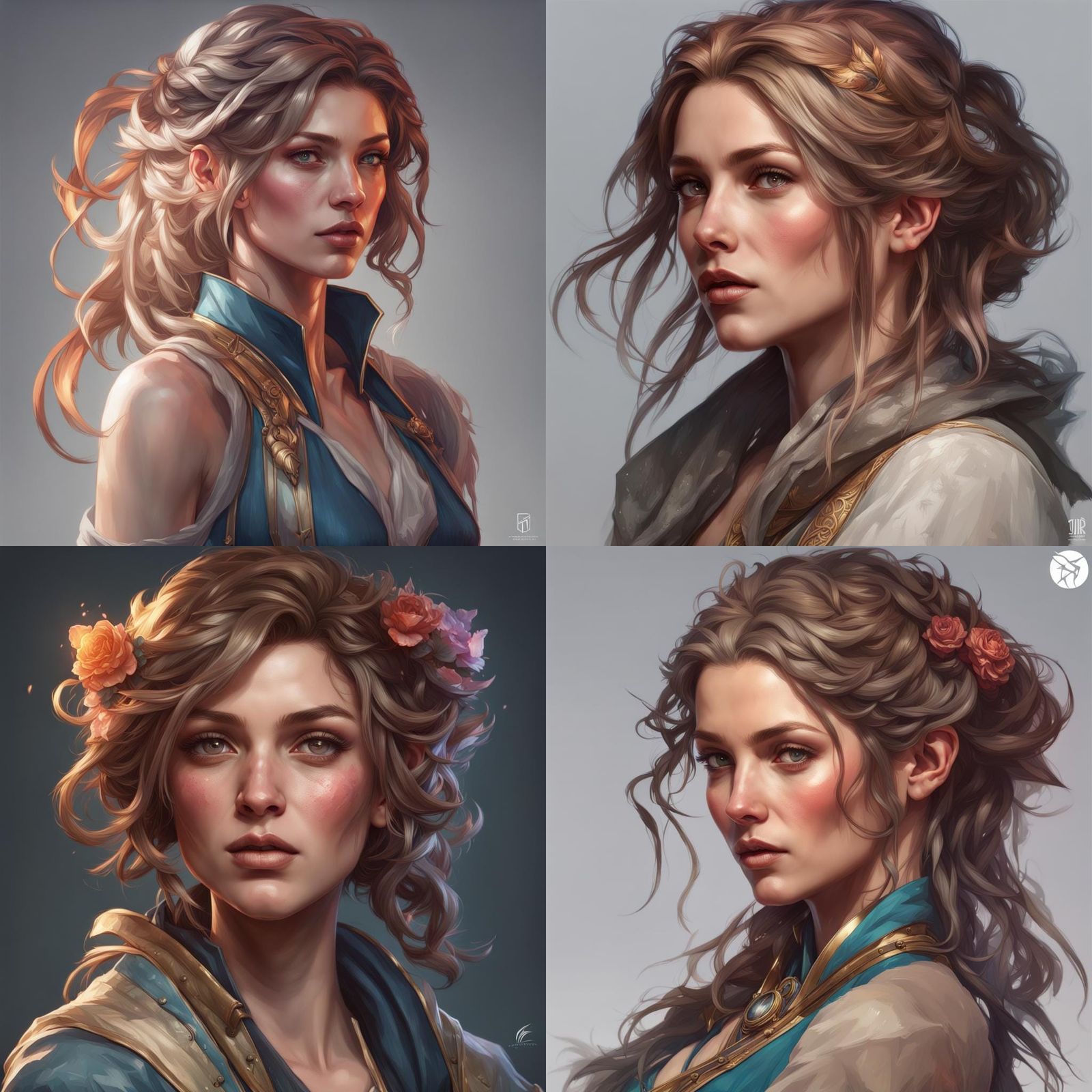 Detailed Portrait of Anya Forger in Art Nouveau Style