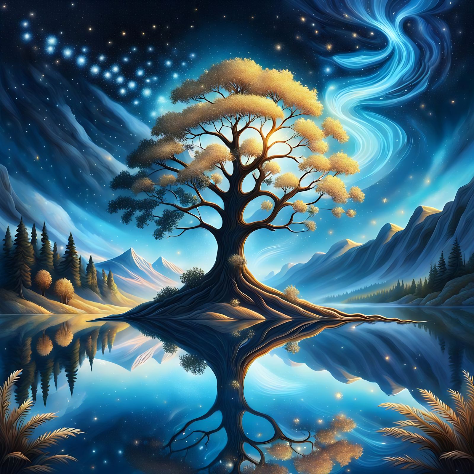 Glowing Tree of Memories: Fantasy Concept Art