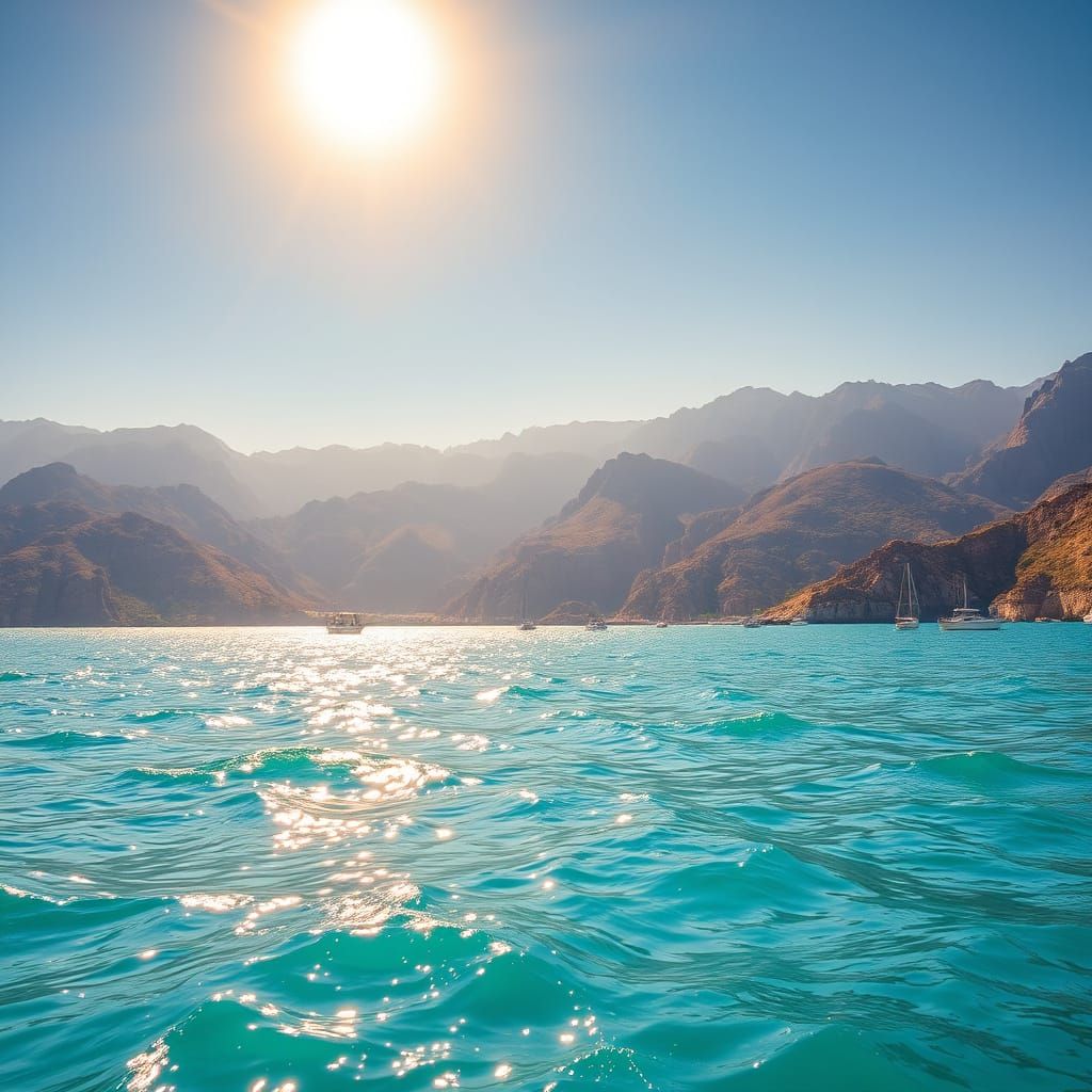 Surreal Mediterranean Landscape with Turquoise Sea and Majes...