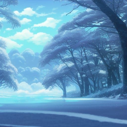 Snowy Scenery in Studio Ghibli Anime Style