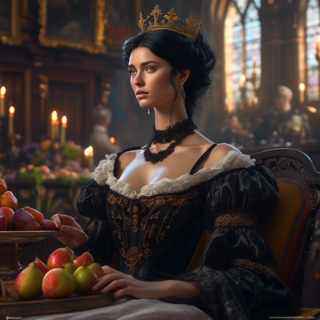 Tudor Queen with Figs, Detailed Portrait