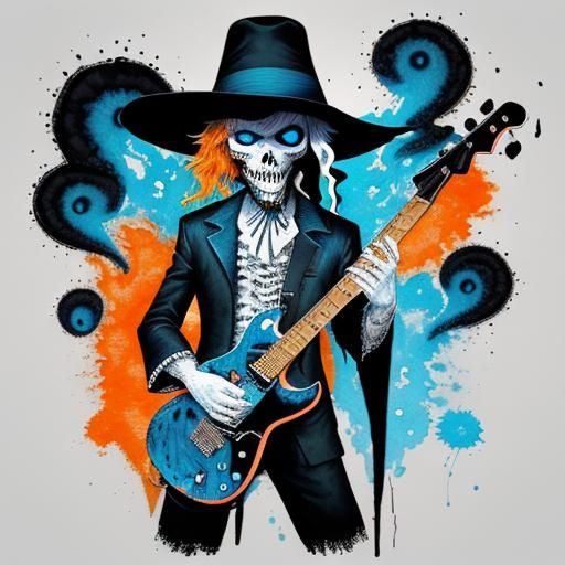 Grim Reaper Plays Guitar: Expressionist Abstract