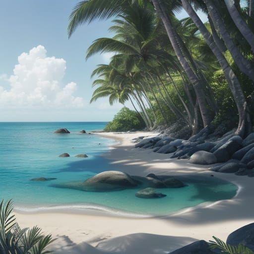 Serene Beach Scene in Vibrant Colors