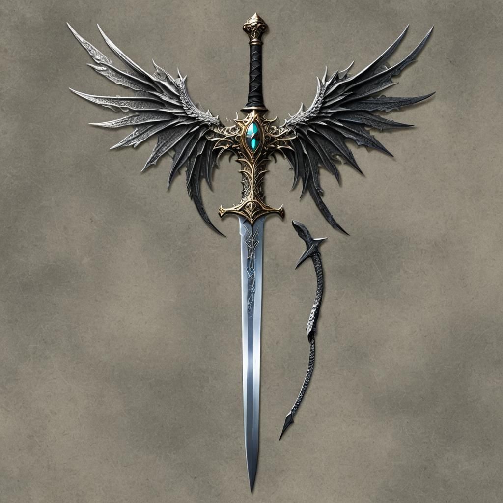 Sword with Dragon Wings: Fantasy Weapon