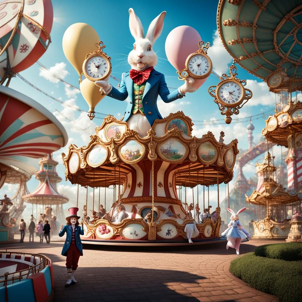 Wonderland Theme Park with Alice and Mad Hatter