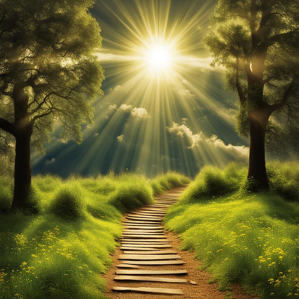 Divine Sunlight Beams Through Holy Clouds