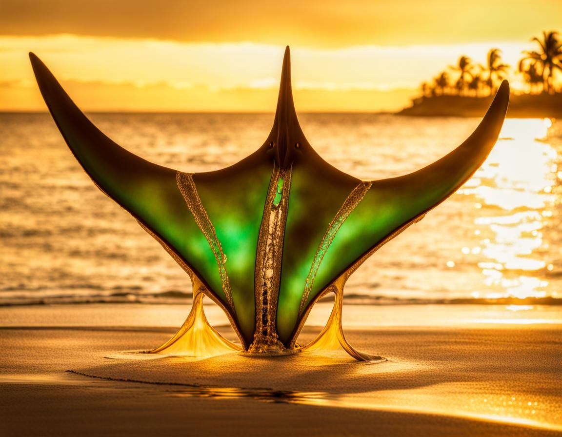 Manta Ray Tiki in Sepia Tones