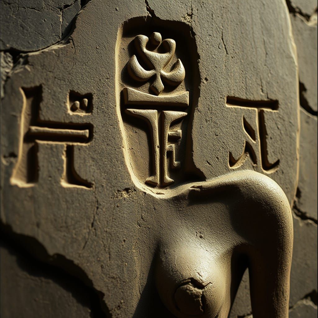 Vertical Glyphs: Female Form in Impasto Style