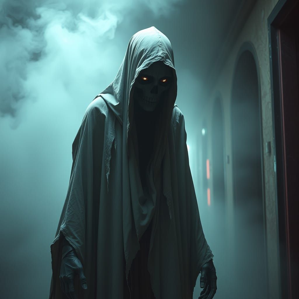 Ghostly Figure in Dark Surrealism