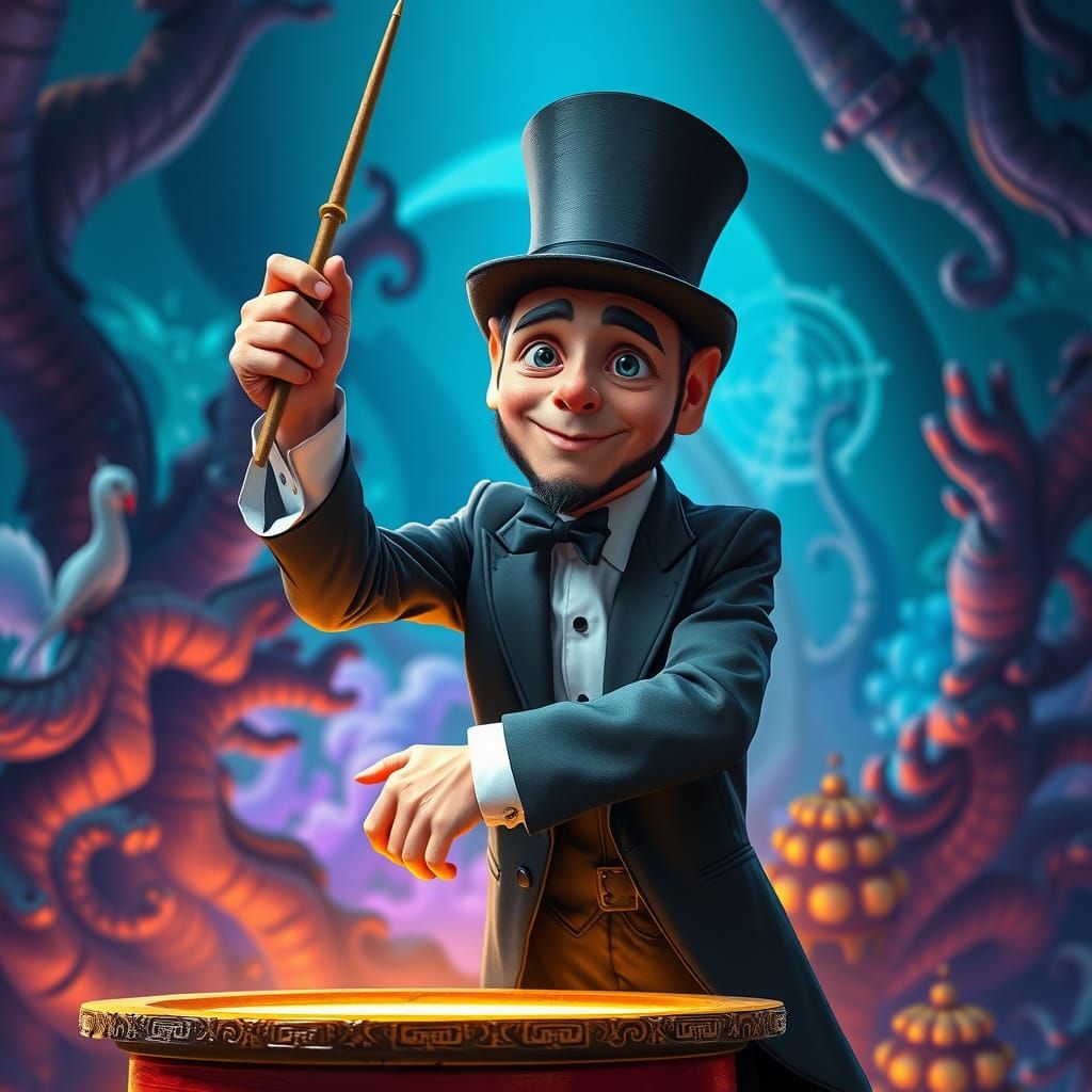 Caricature of a magician