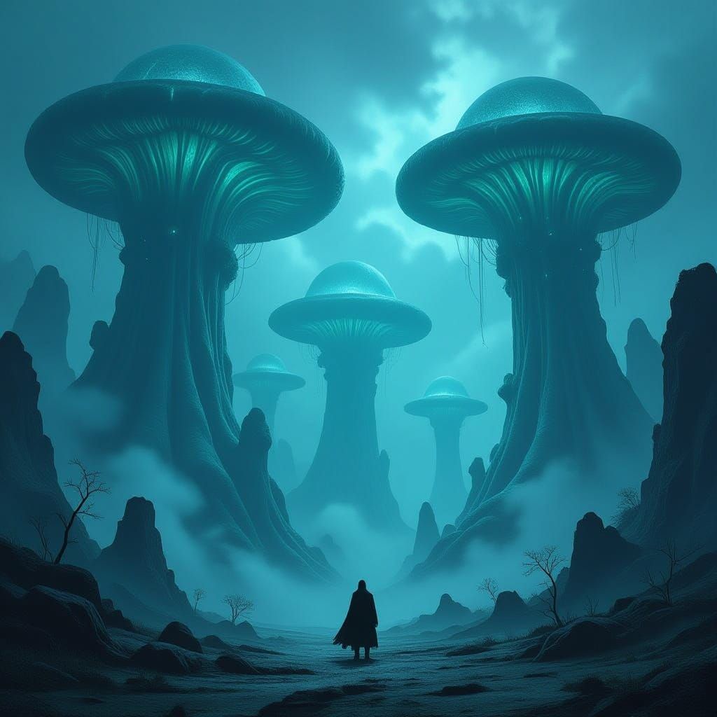 Ethereal Fungal Forest in Dark Fantasy Style