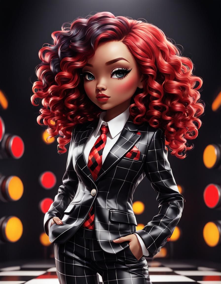 Chibi Girl in Hip Hop Art Deco Style