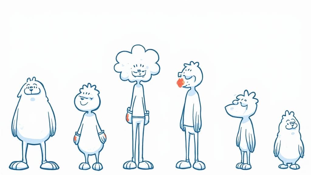 A line of chibi characters