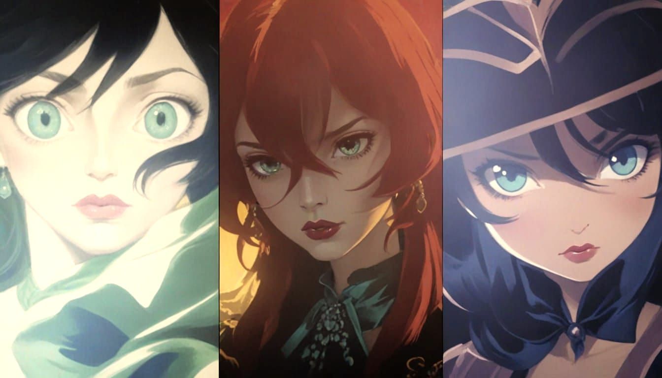 Contrasting Women in Velvet and Silk Gowns