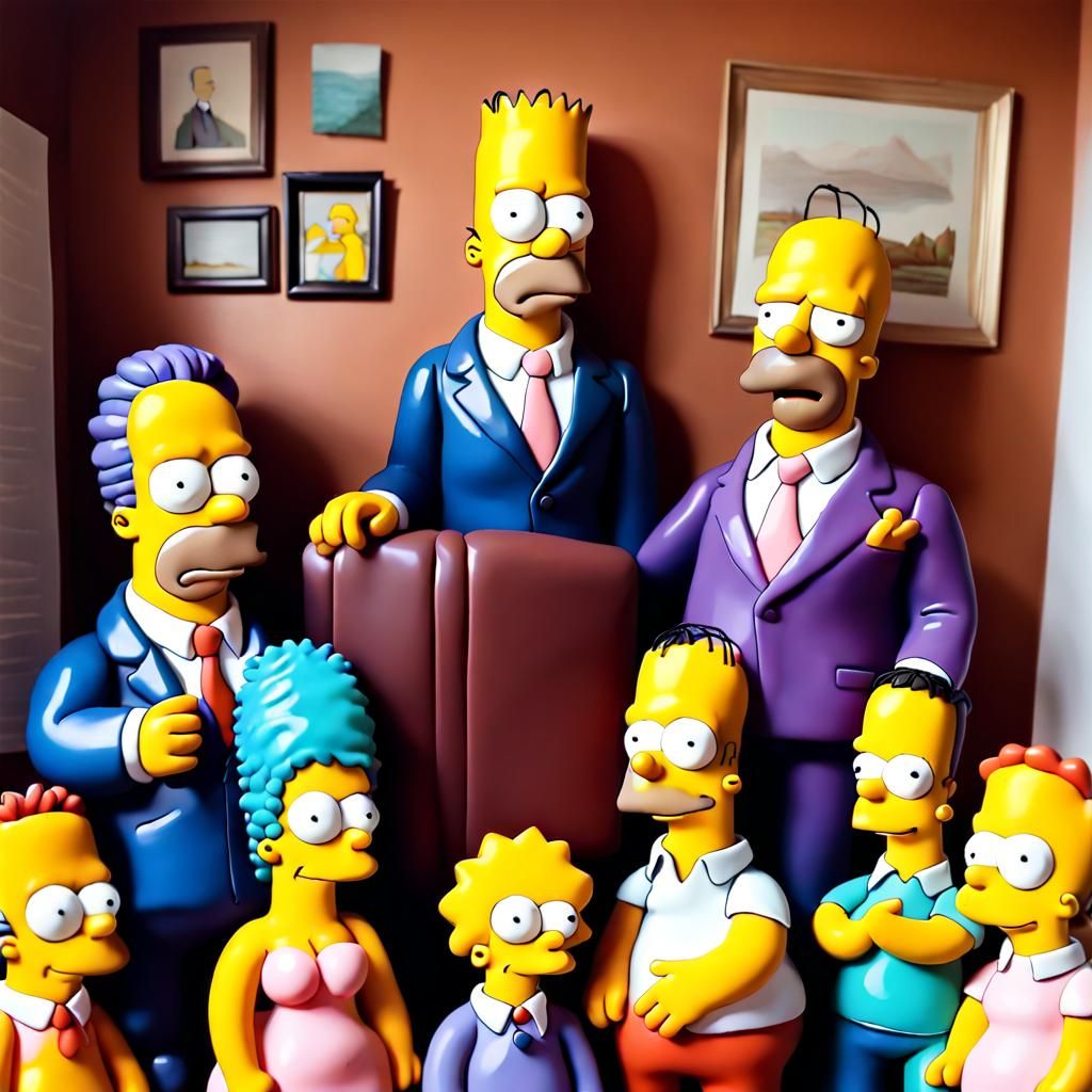 The Simpsons Family in Plasticine Render