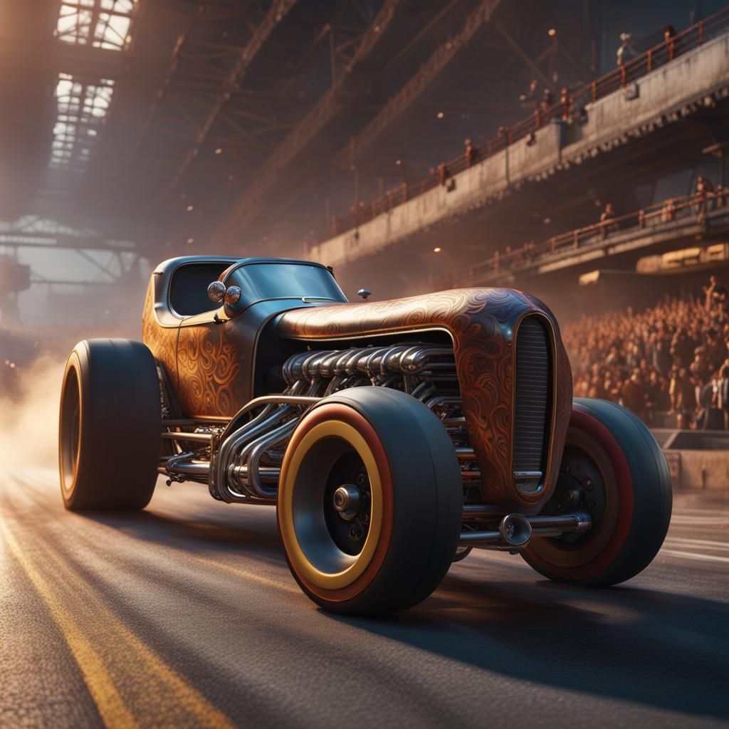 Detailed Dragster Matte Painting in Deep Color