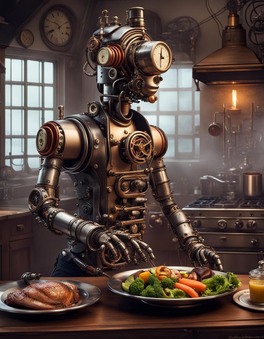 Mi mayordomo preparando la comida.