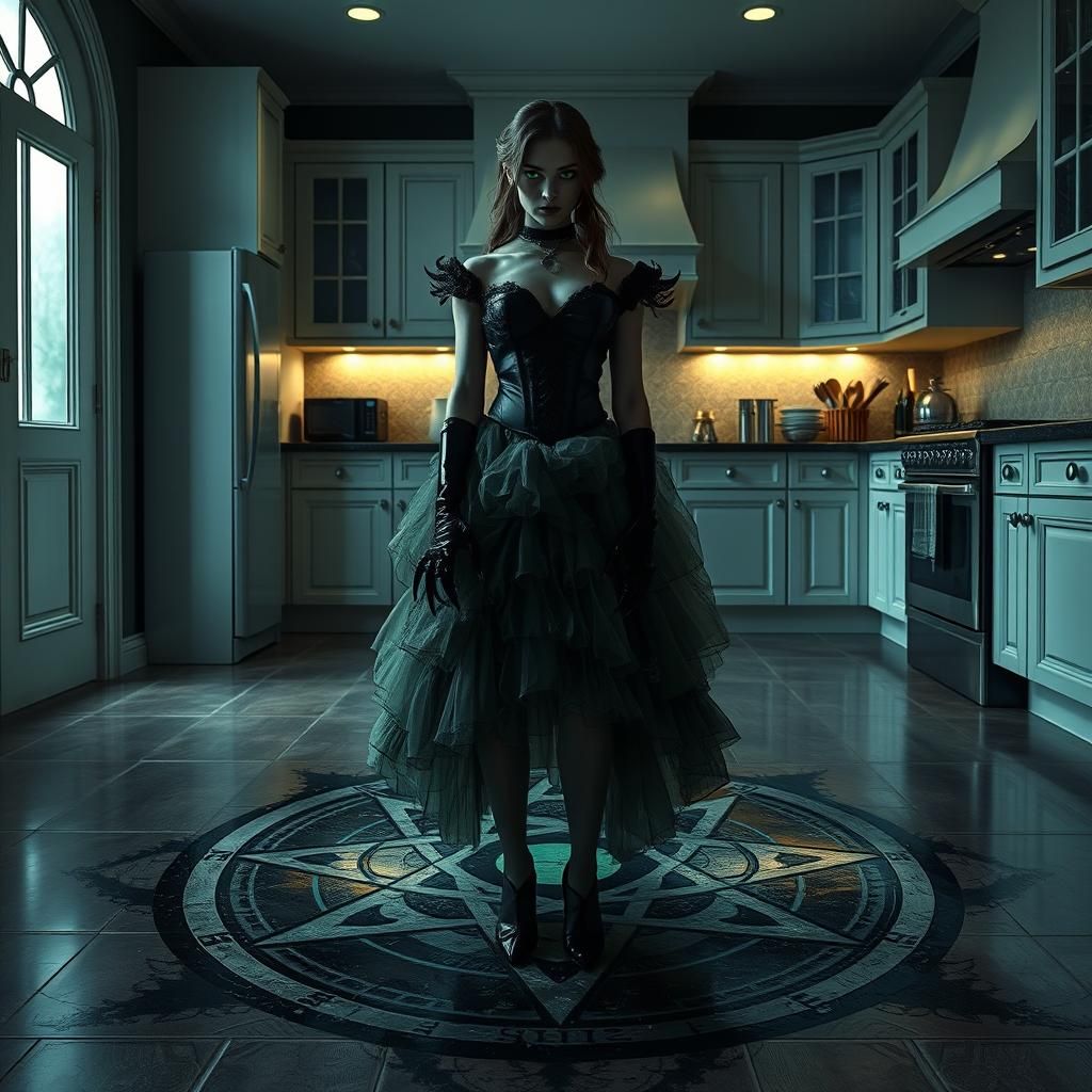 Woman in Occult Circle, Gothic Style