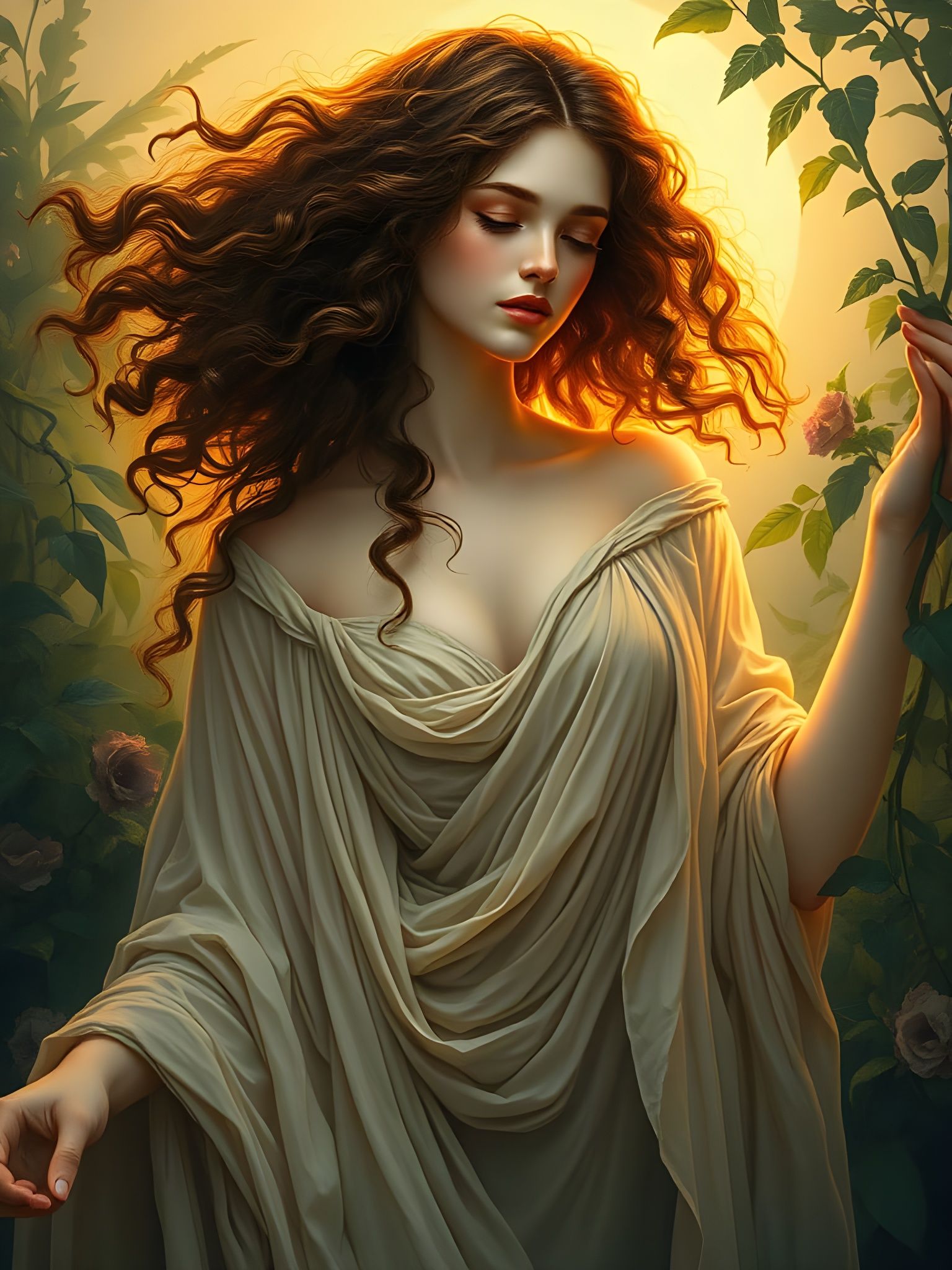 A Divine Female Figure in a Radiant Atmosphere