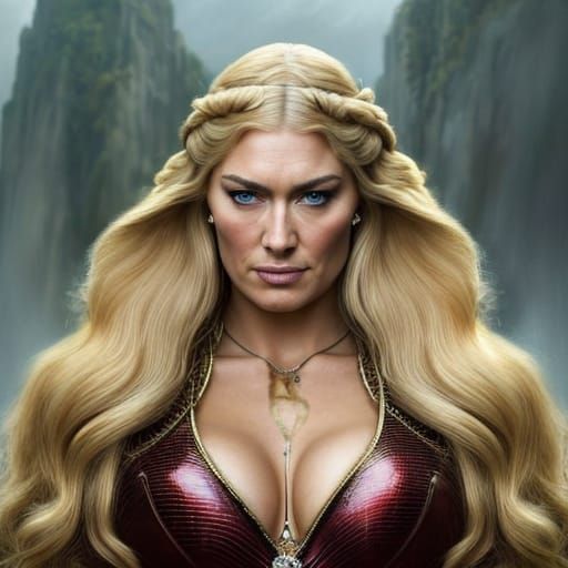 Voluptuous Amazon Portrait in Hyperdetailed Style