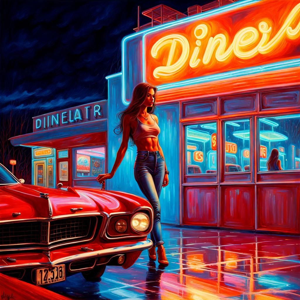 muscle car and beautiful girl