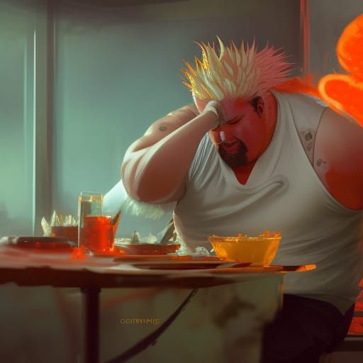 Hyperdetailed Art of Guy Fieri Vomiting