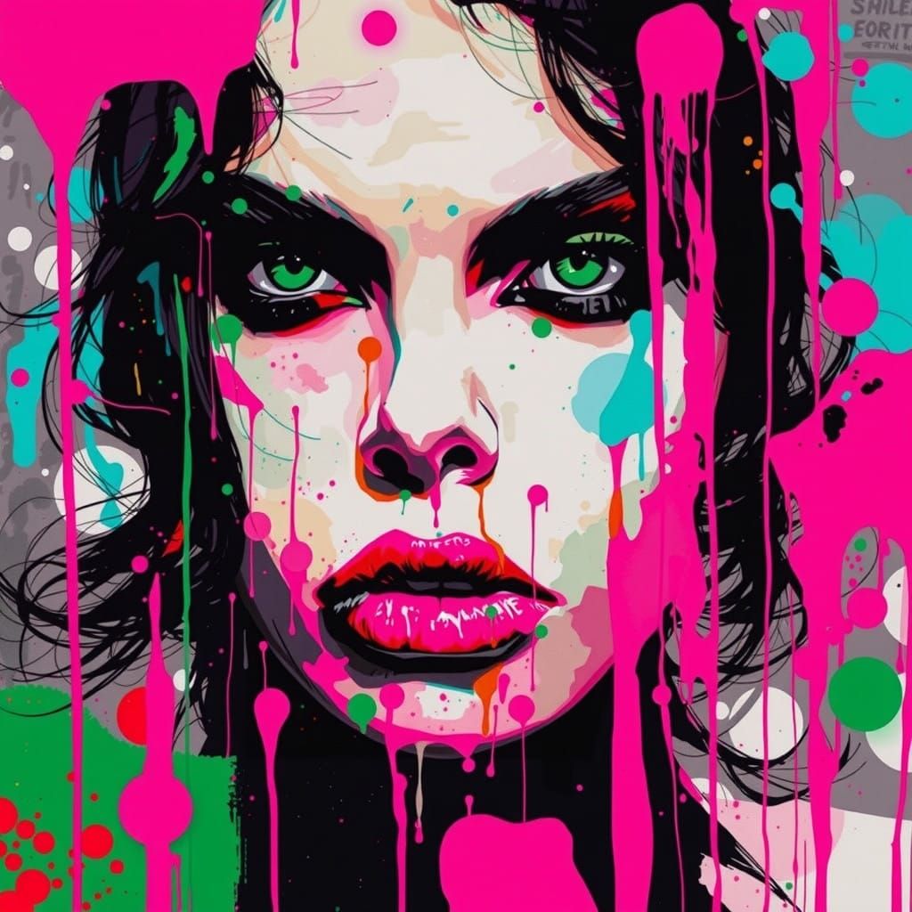 Vibrant Pop Art Portrait with Bold Colors and High Contrast