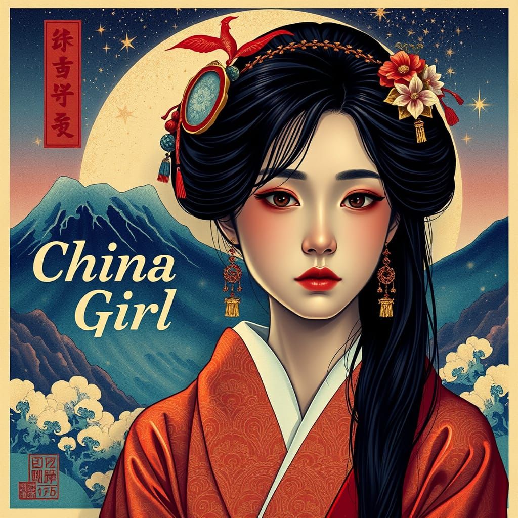 Serene Chinese Woman in Traditional Attire with Dreamlike La...