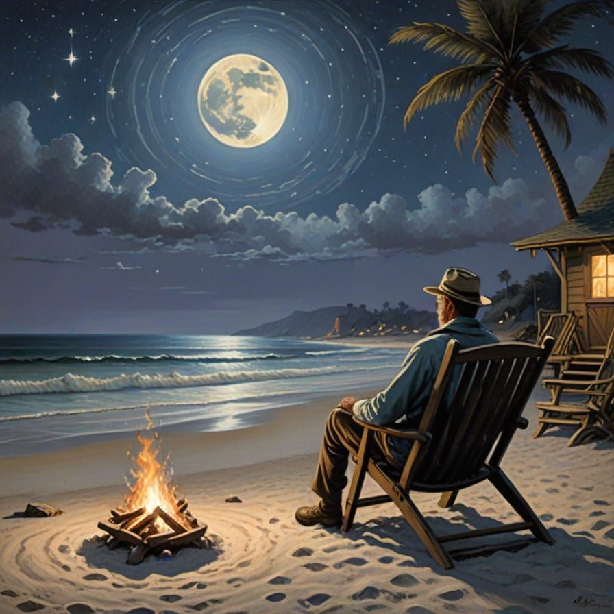 Peaceful Beachside Getaway at Night
