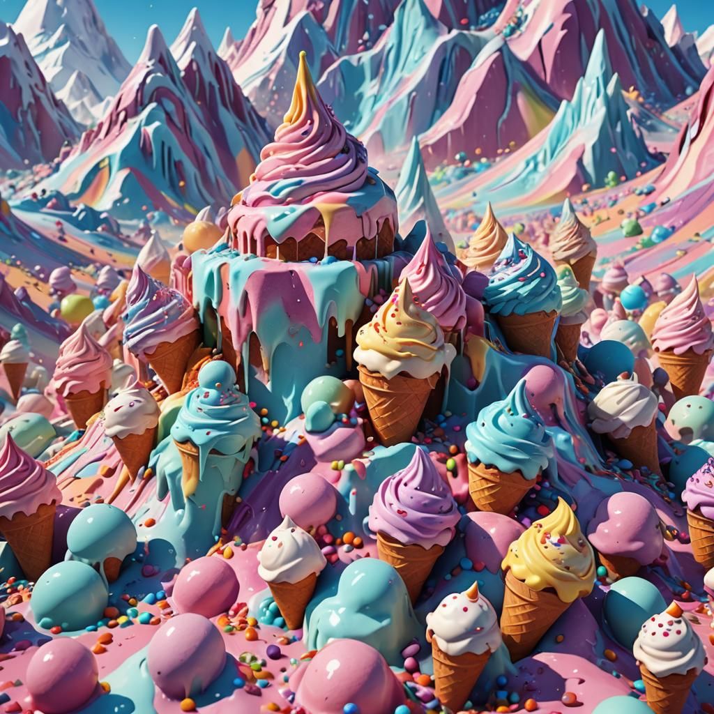 Epic 3D Game Mountain of Ice Cream