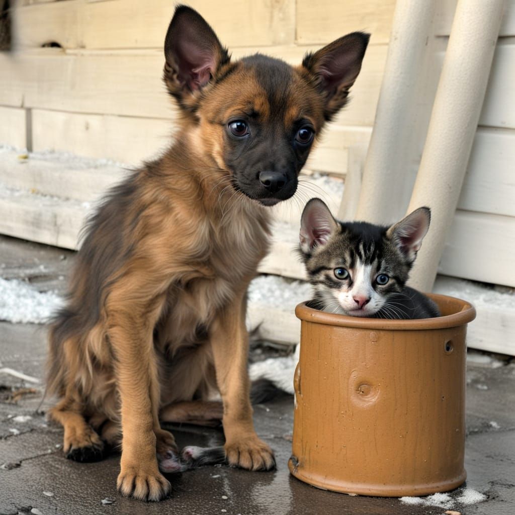Kitten and Puppy Find Shelter in Havana