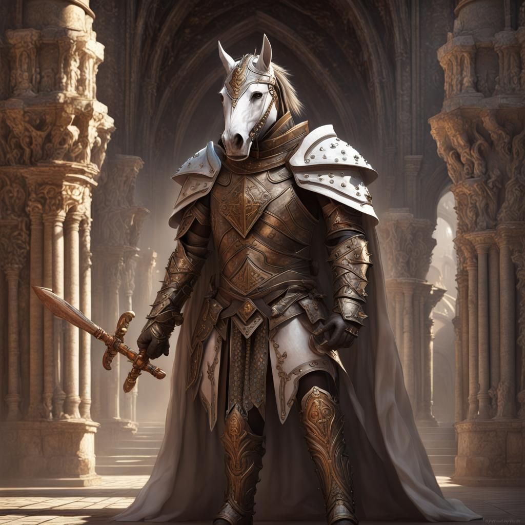 Horse-Headed Warrior in Dark Fantasy Concept Art