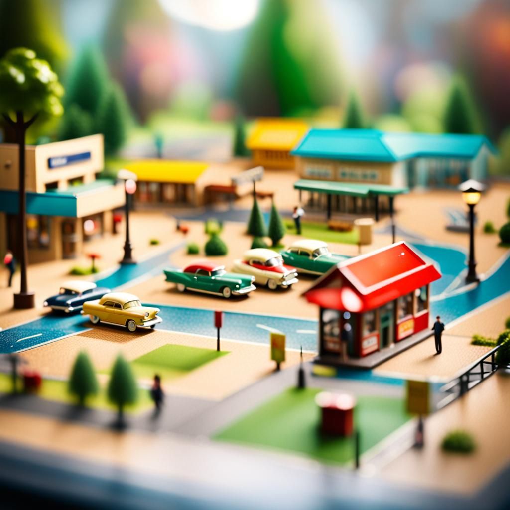 1950s Park & Shop Game: Tilt-Shift Photography