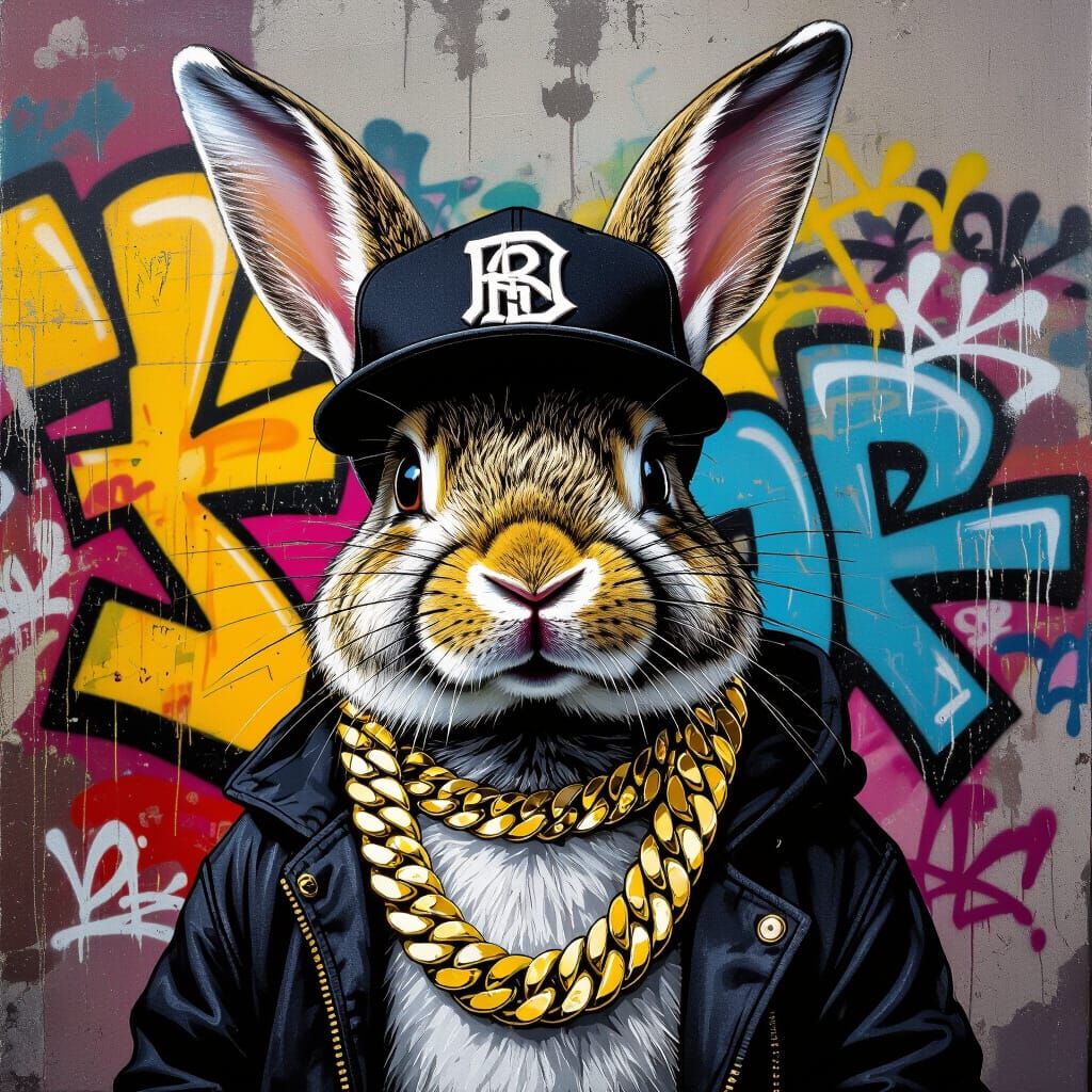 Rabbit in Urban Street Art Style