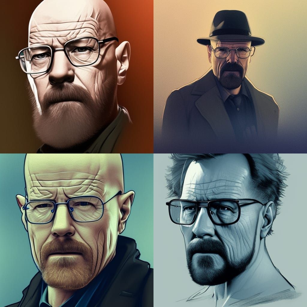 Hyperdetailed Portrait of Heisenberg as Splash Art