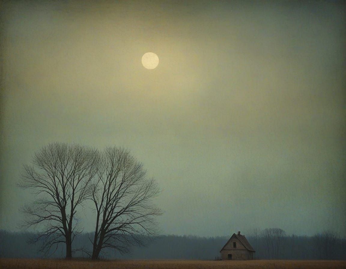 Celestial Morning Breakthrough in a Darkened Landscape