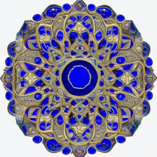 Bejeweled Persian Bird in Lapis Lazuli Mandala