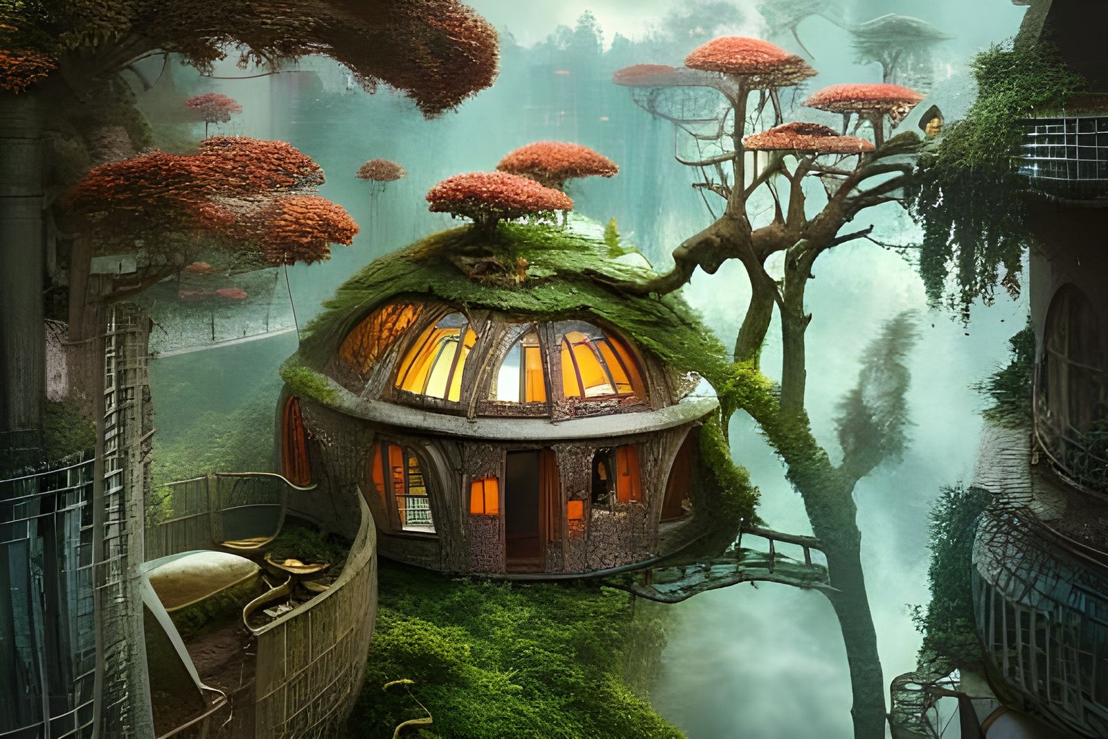 Highrise Hobbit House Complex in Hyperdetailed Fantasy Art