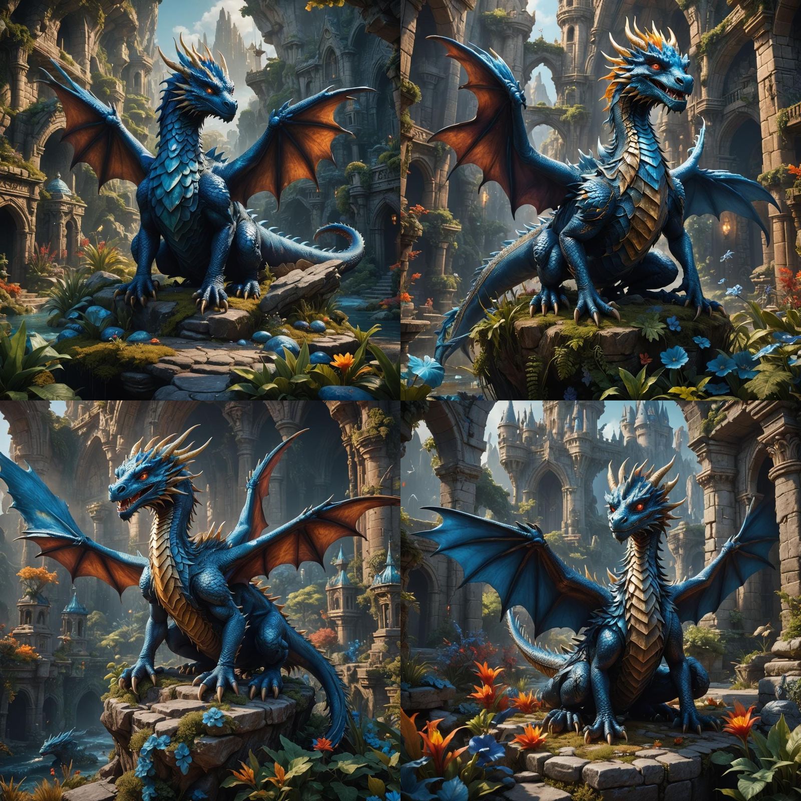 Baby Blue Dragon Sleeps Under Phoenix Light