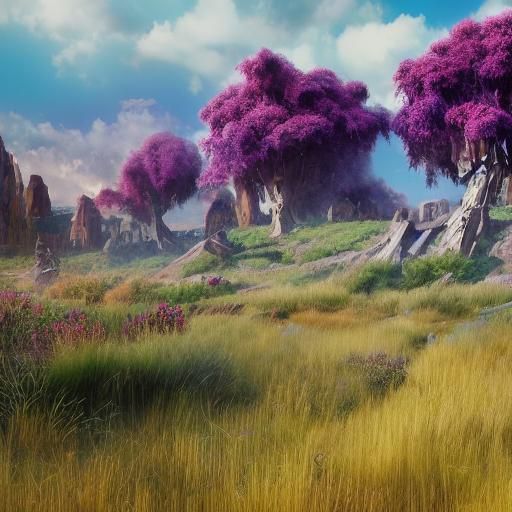 Majestic Heavens: A Panoramic Fantasy Landscape