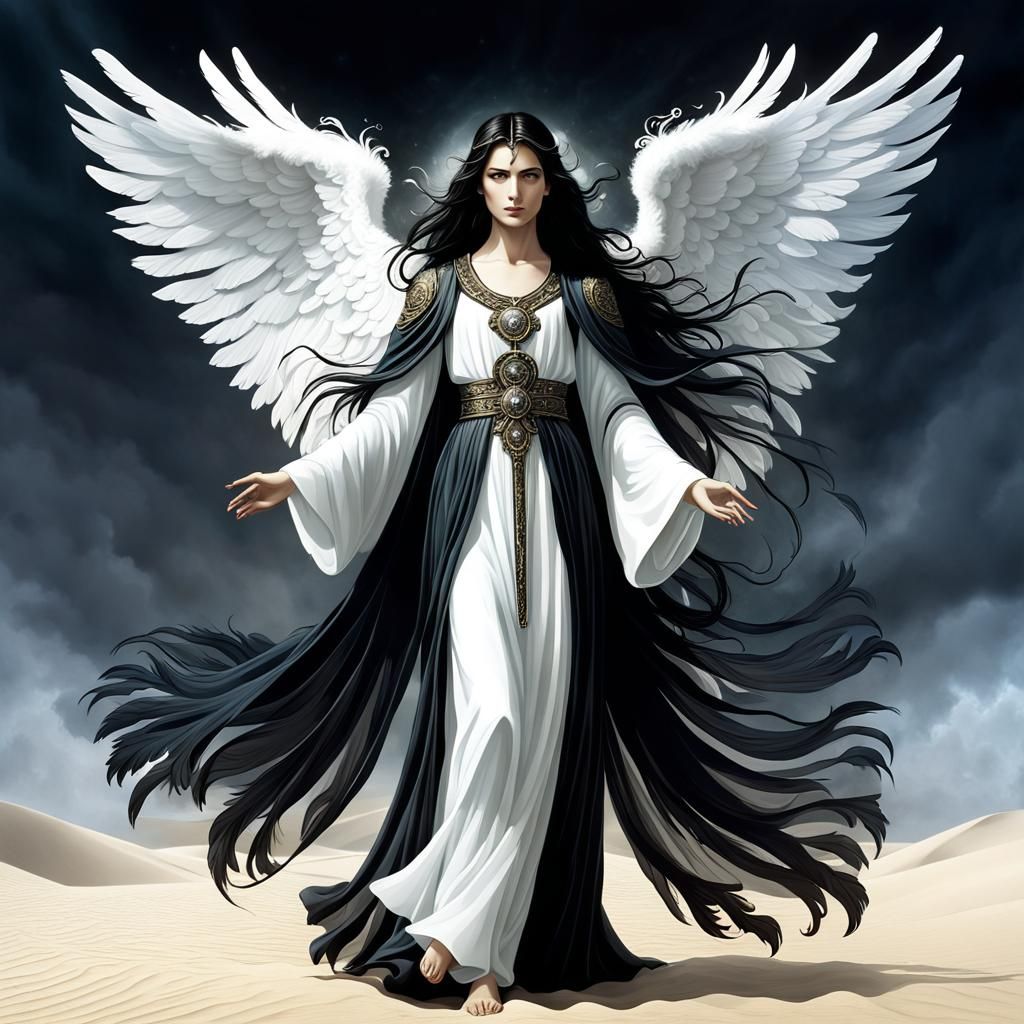 Calming Angel of Death in Ethereal Black Robe
