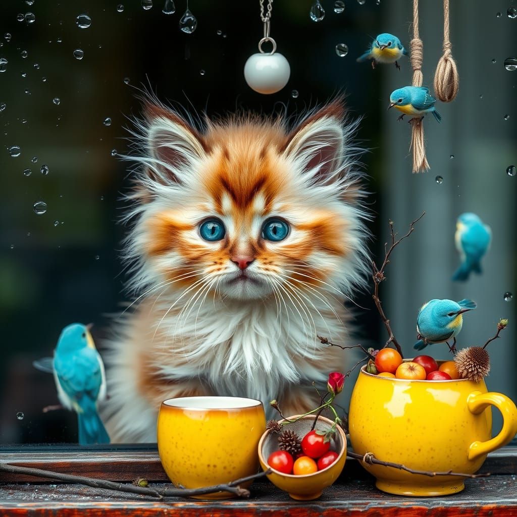 Rainy Day Kitten Dreamscape