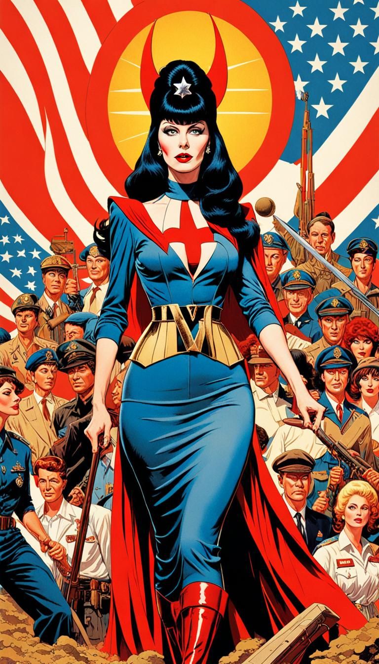 Elvira as patriotic world war 2 superhero