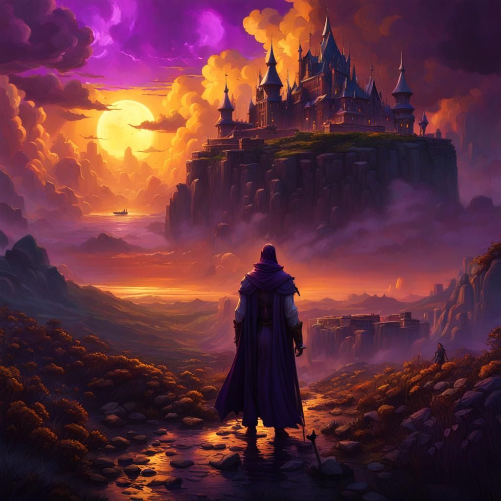 Dark  clouds were under his feet