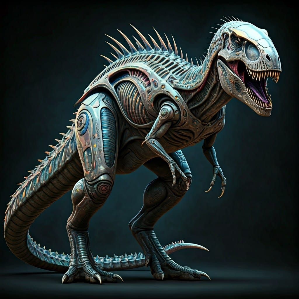 Terrifying Xenomorph T-Rex Hybrid with Opal Skin