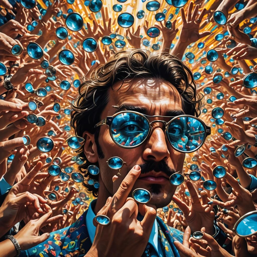 Surreal Infinite Loop with Meme Glasses