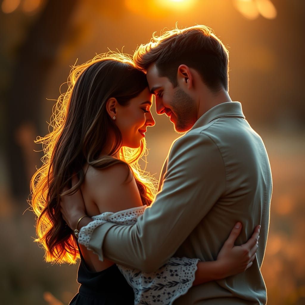 Romantic Couple's Golden Hour Reunion