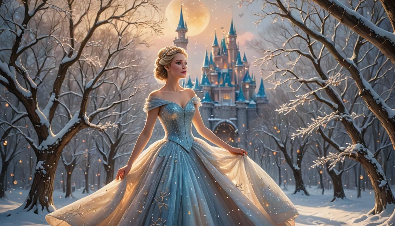 Enchanting Cinderella in Snowy Disney Wonderland